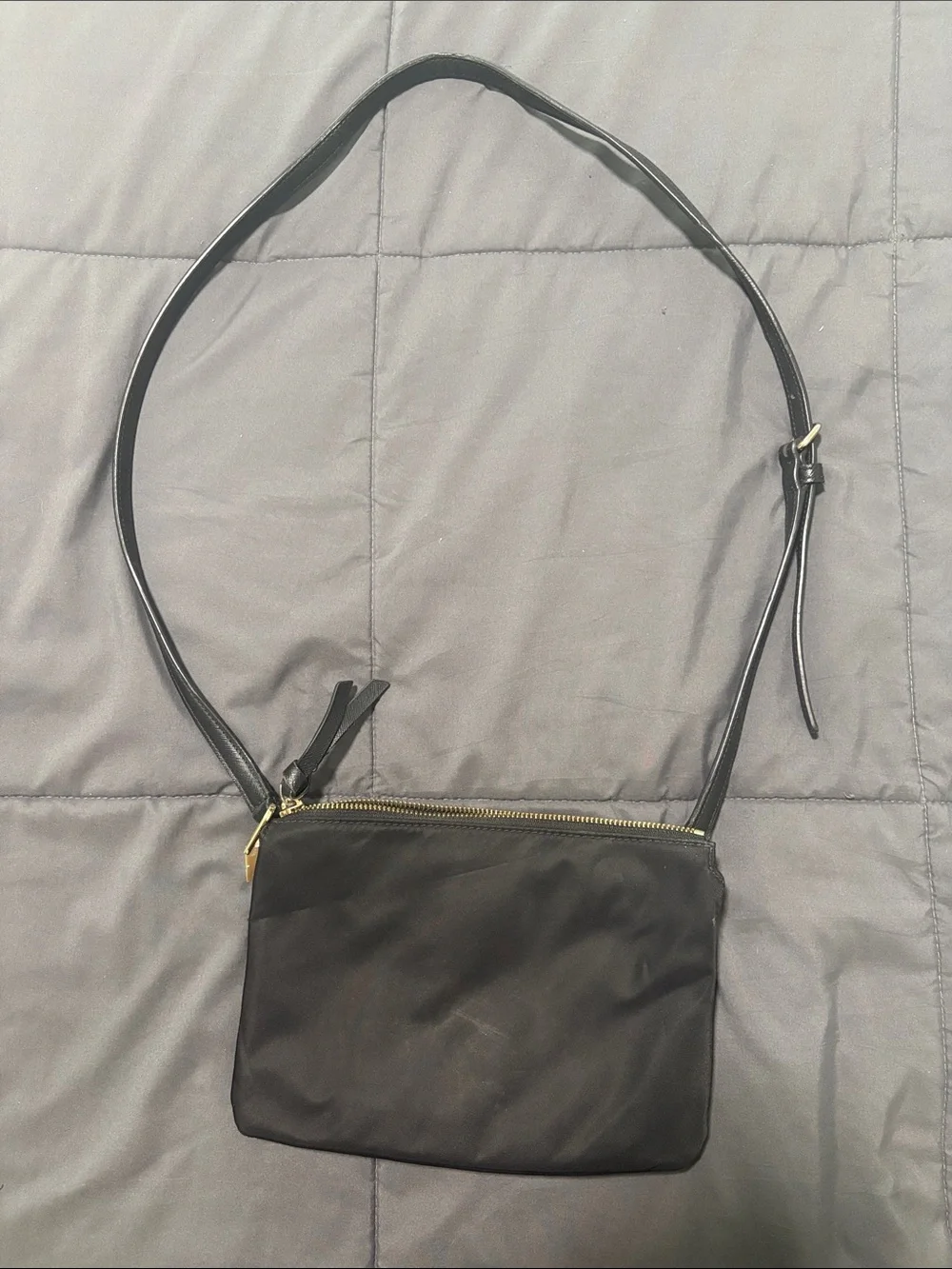 kate spade Black Nylon Crossbody with Gold-Tone Plaque